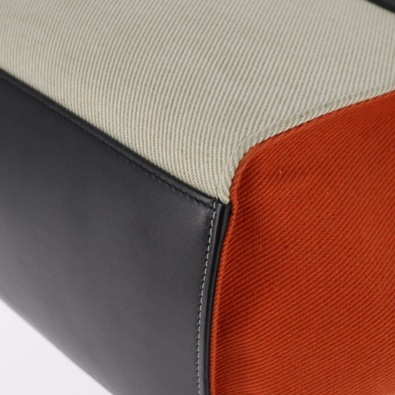 【日本直送】CELINE Trapeze 手提包 皮革帆布 2way 米色 黑色 橙色 Auth 142841-17