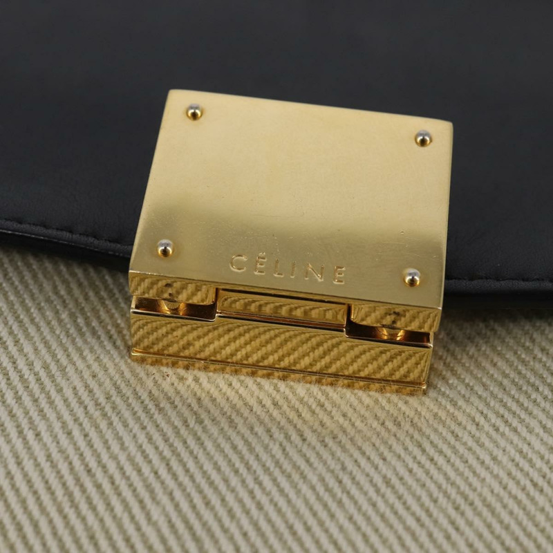 【日本直送】CELINE Trapeze 手提包 皮革帆布 2way 米色 黑色 橙色 Auth 142841-18