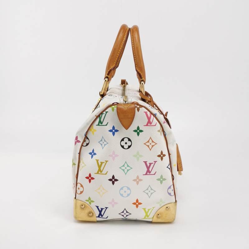 Louis Vuitton(LV) Speedy 30 植鞣革白三彩波士頓包手提包-3