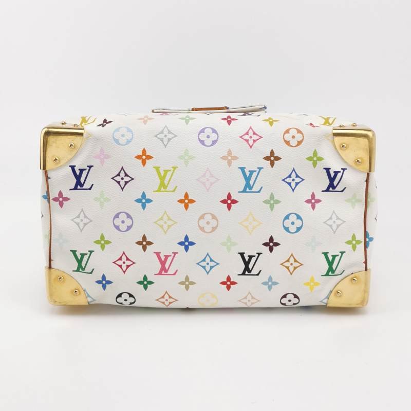 Louis Vuitton(LV) Speedy 30 植鞣革白三彩波士頓包手提包-5