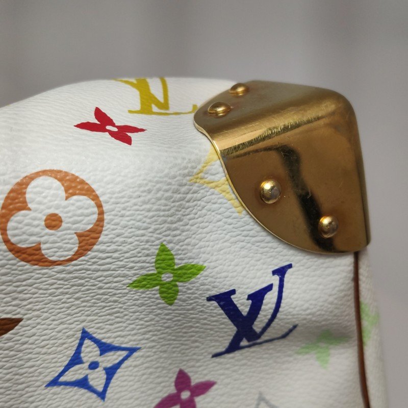 Louis Vuitton(LV) Speedy 30 植鞣革白三彩波士頓包手提包-18