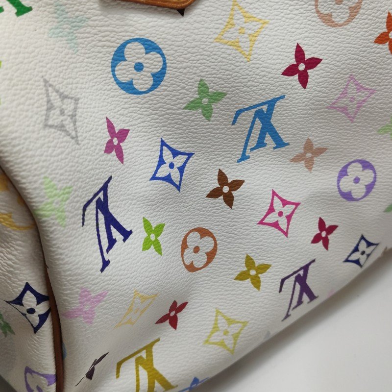 Louis Vuitton(LV) Speedy 30 植鞣革白三彩波士頓包手提包-23