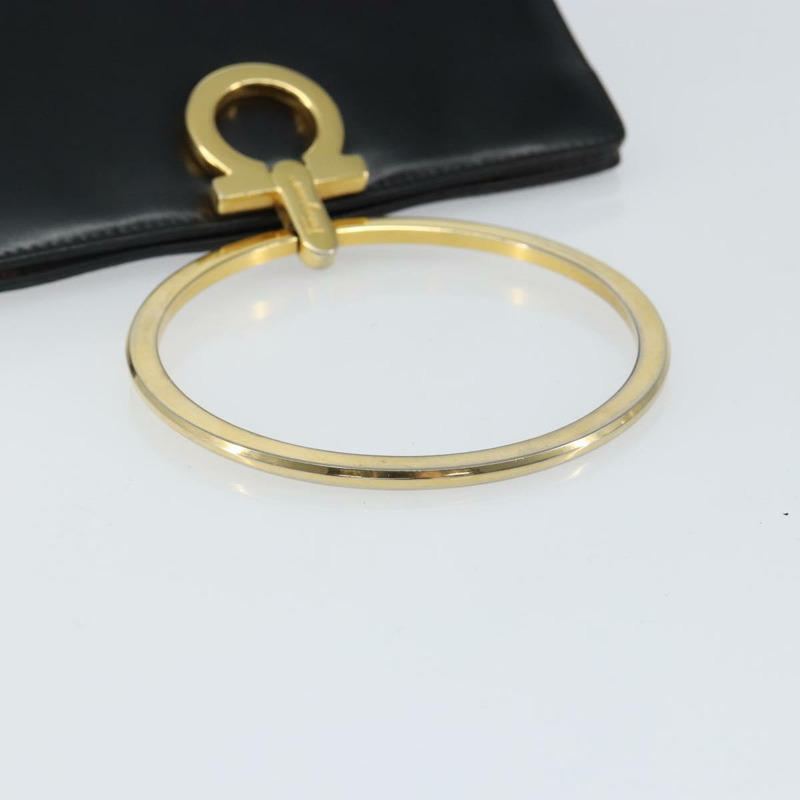 【日本直送】Salvatore Ferragamo Gancini 手提包 皮革 黑色 金色 正品 142837-6
