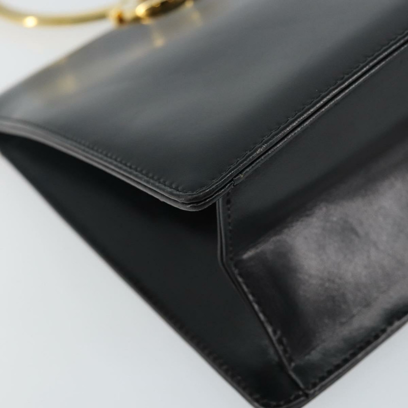 【日本直送】Salvatore Ferragamo Gancini 手提包 皮革 黑色 金色 正品 142837-13