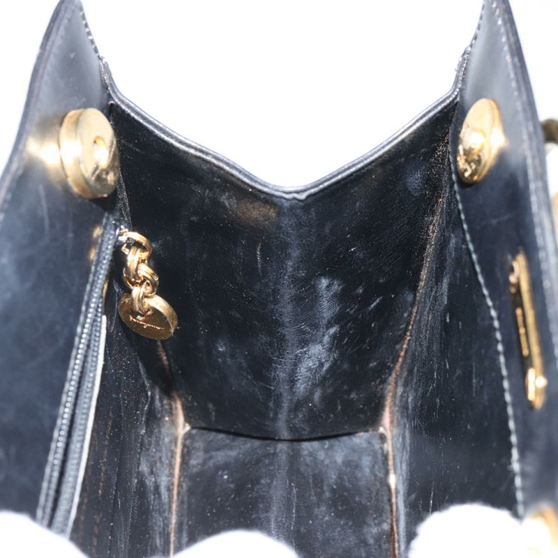 【日本直送】Salvatore Ferragamo Gancini 手提包 皮革 黑色 金色 正品 142837-16