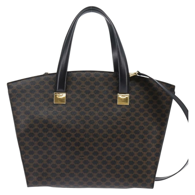 【日本直送】CELINE Macadam帆布托特包 PVC皮革 2way 黑色金色 Auth 142799-12