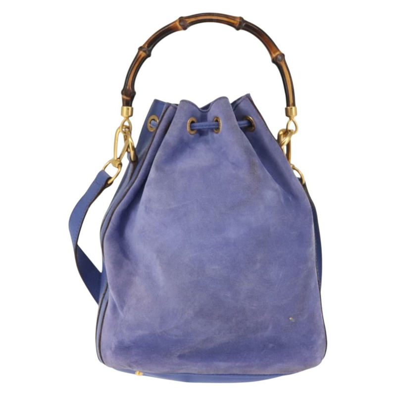 【日本直送】GUCCI 竹節手提包 麂皮 兩用 紫金色 001 2865 1657 正品 BA5970-1