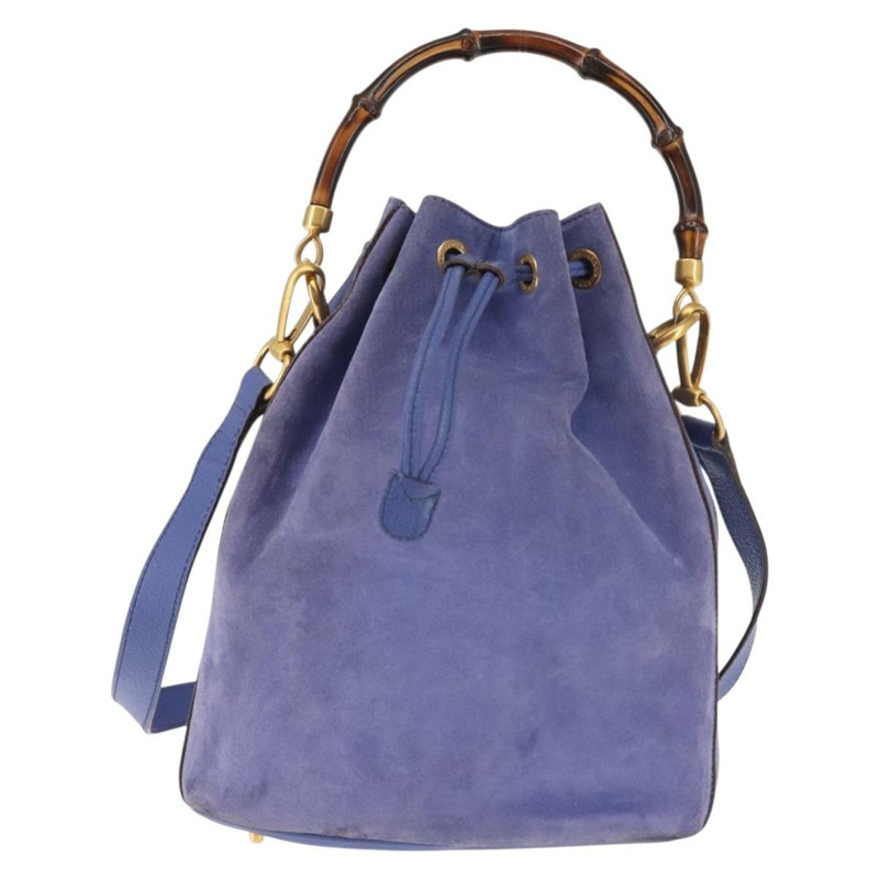 【日本直送】GUCCI 竹節手提包 麂皮 兩用 紫金色 001 2865 1657 正品 BA5970-12