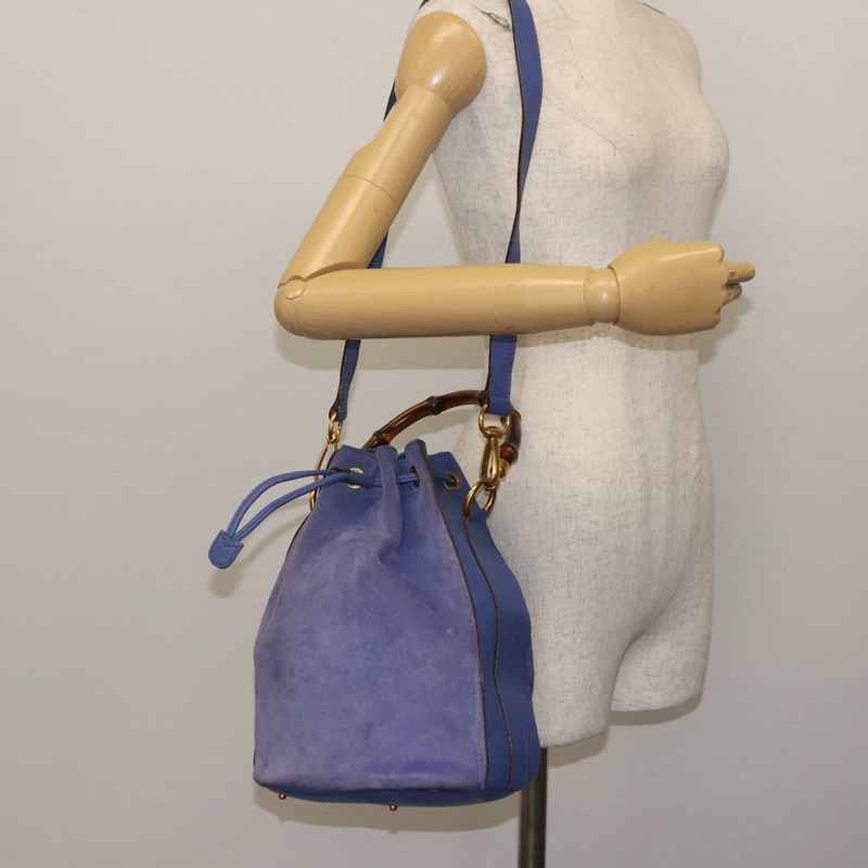 【日本直送】GUCCI 竹節手提包 麂皮 兩用 紫金色 001 2865 1657 正品 BA5970-23