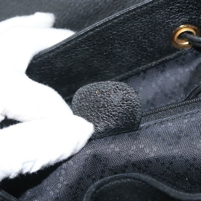 【日本直送】GUCCI 竹編雙肩包 絨面革 黑色 金色 003 2058 016 正品 BA5937-11