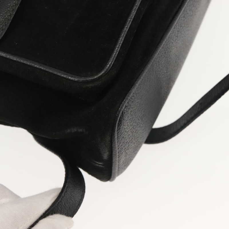 【日本直送】GUCCI 竹編雙肩包 絨面革 黑色 金色 003 2058 016 正品 BA5937-16