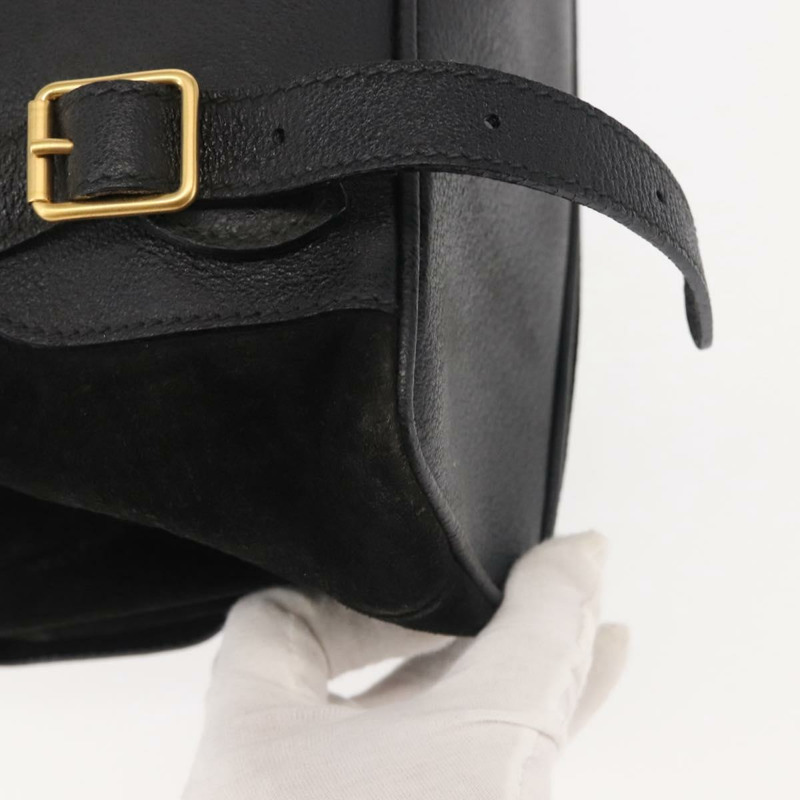 【日本直送】GUCCI 竹編雙肩包 絨面革 黑色 金色 003 2058 016 正品 BA5937-18