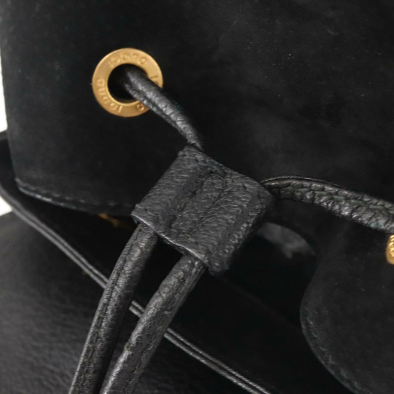 【日本直送】GUCCI 竹編雙肩包 絨面革 黑色 金色 003 2058 016 正品 BA5937-22