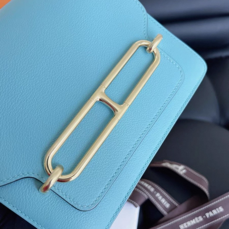 全新閒置 Hermes愛馬仕 3p 馬卡龍19 豬鼻子mini roulis  Z刻，淡金扣-2