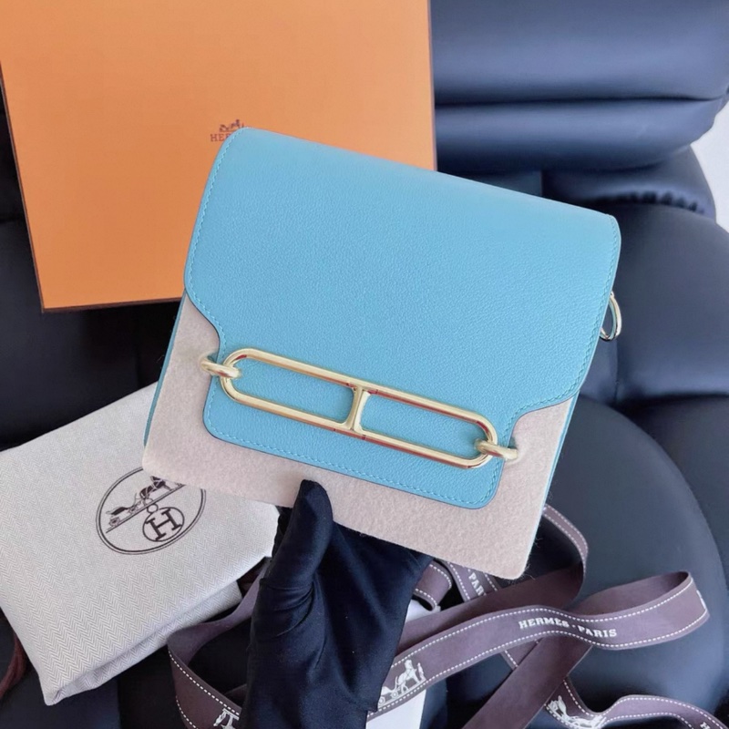 全新閒置 Hermes愛馬仕 3p 馬卡龍19 豬鼻子mini roulis  Z刻，淡金扣-7