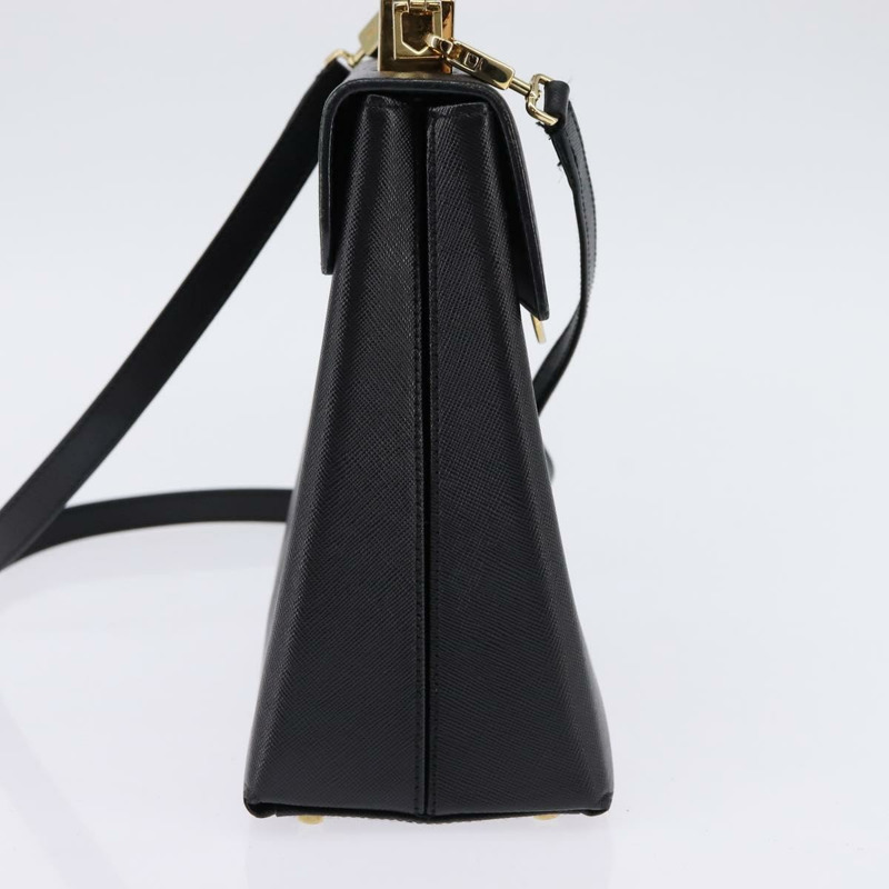 【日本直送】Salvatore Ferragamo Gancini 手提包 皮革 2way 黑色 金色 Auth BA5941-2