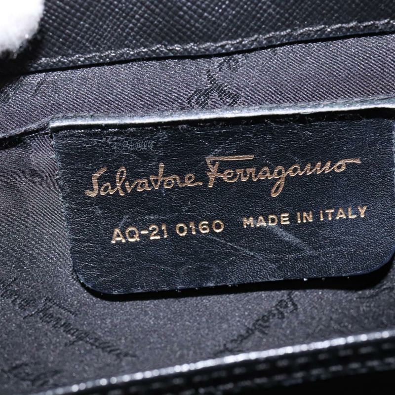 【日本直送】Salvatore Ferragamo Gancini 手提包 皮革 2way 黑色 金色 Auth BA5941-11