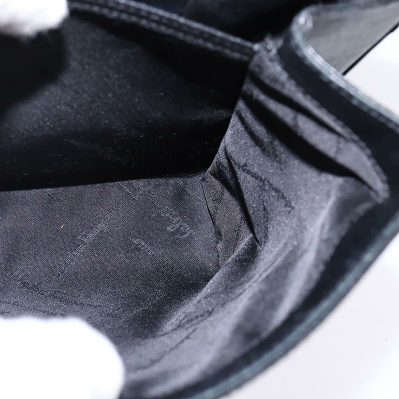 【日本直送】Salvatore Ferragamo Gancini 手提包 皮革 2way 黑色 金色 Auth BA5941-19