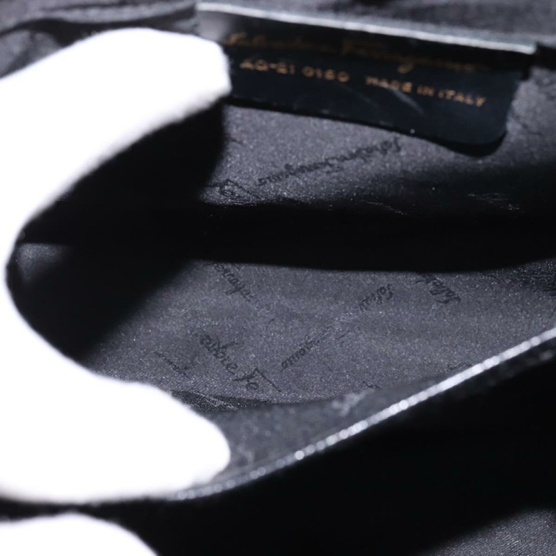 【日本直送】Salvatore Ferragamo Gancini 手提包 皮革 2way 黑色 金色 Auth BA5941-21