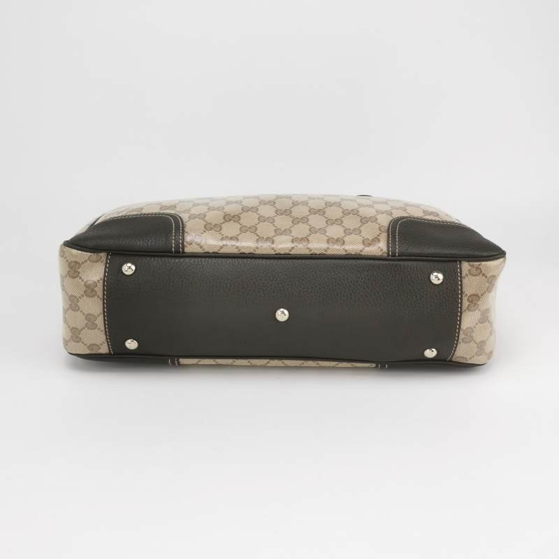 Gucci 牛皮雙G老花底角加固拉鏈單肩包-5