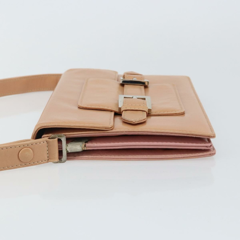 【日本直送】FENDI 粉紅銀色皮革肩背包 正品 142903-3