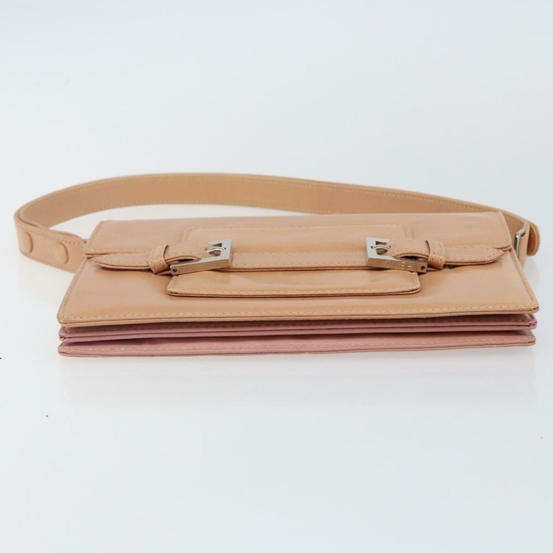 【日本直送】FENDI 粉紅銀色皮革肩背包 正品 142903-4