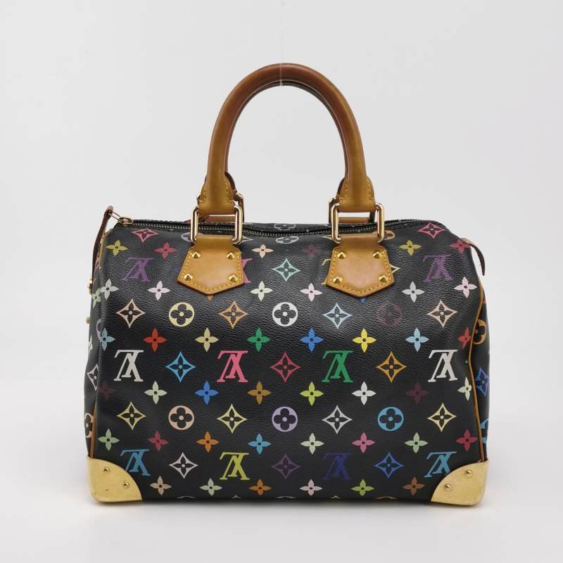Louis Vuitton(LV) Speedy 30 植鞣革黑三彩波士頓包手提包-4