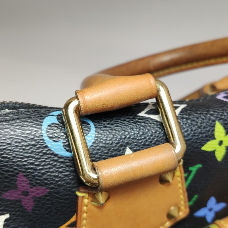 Louis Vuitton(LV) Speedy 30 植鞣革黑三彩波士頓包手提包-10