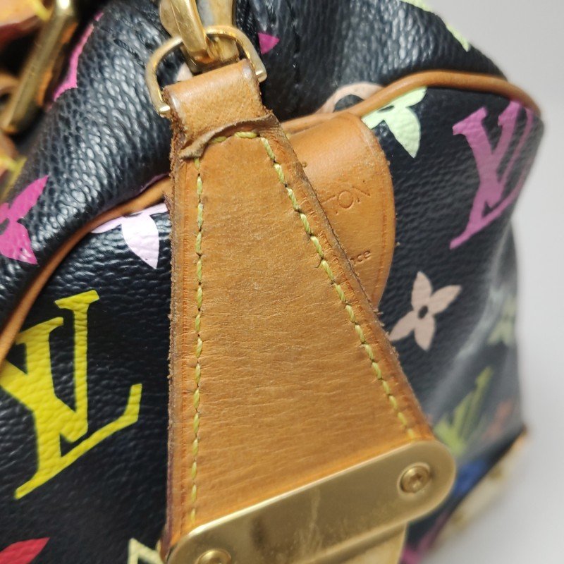 Louis Vuitton(LV) Speedy 30 植鞣革黑三彩波士頓包手提包-14