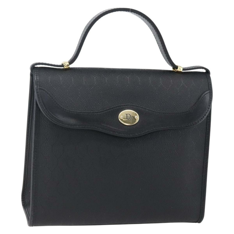 【日本直送】Christian Dior 蜂巢帆布手提包 PVC 黑色金色 正品 150746-0