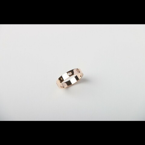 Cartier Love系列玫瑰金窄版單鑽戒指52號