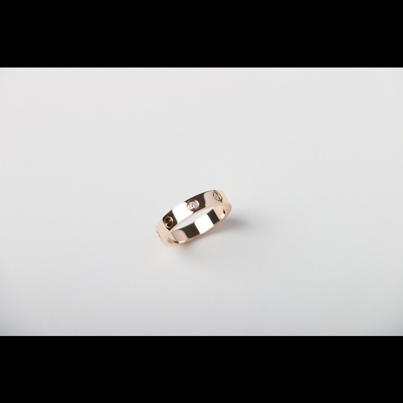 Cartier Love系列玫瑰金窄版單鑽戒指52號-0