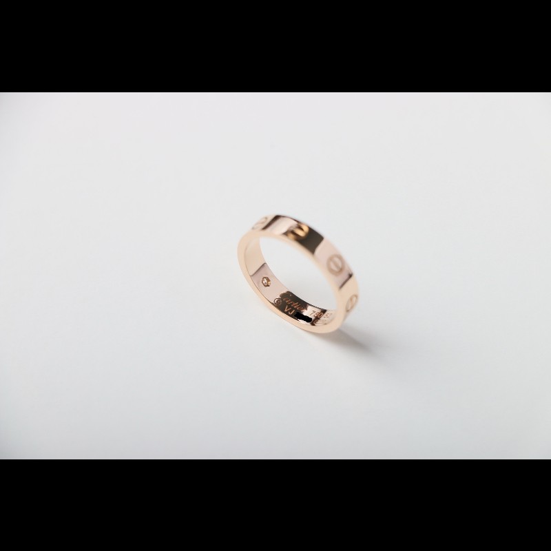 Cartier Love系列玫瑰金窄版單鑽戒指52號-1