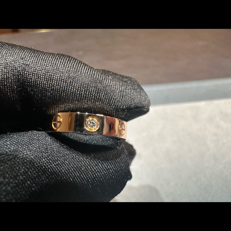 Cartier Love系列玫瑰金窄版單鑽戒指52號-2