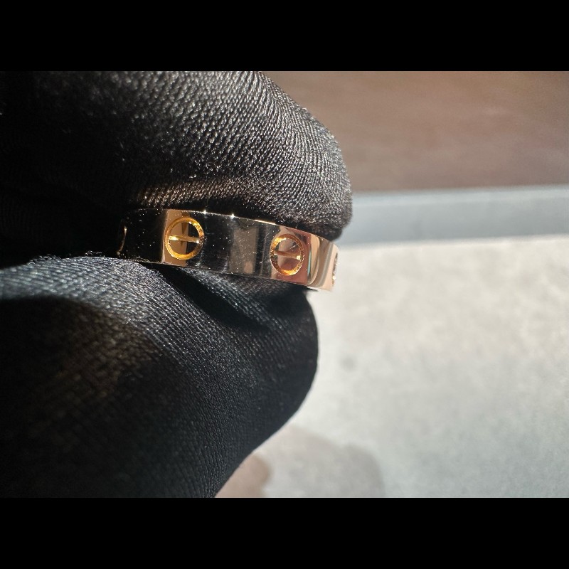 Cartier Love系列玫瑰金窄版單鑽戒指52號-3