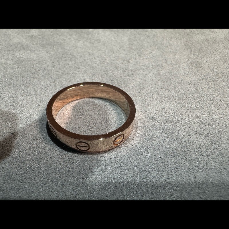 Cartier Love系列玫瑰金窄版單鑽戒指52號-4