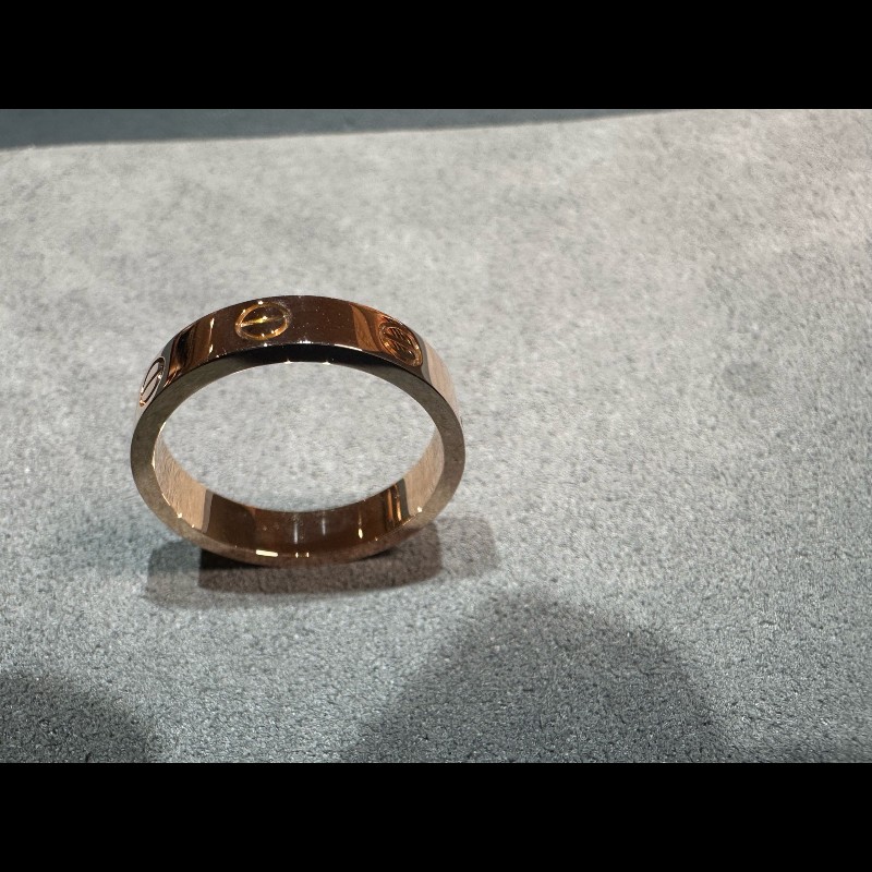 Cartier Love系列玫瑰金窄版單鑽戒指52號-5