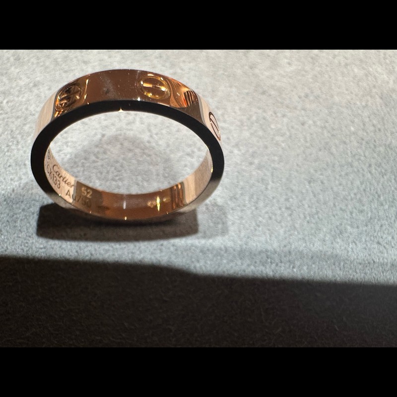 Cartier Love系列玫瑰金窄版單鑽戒指52號-6