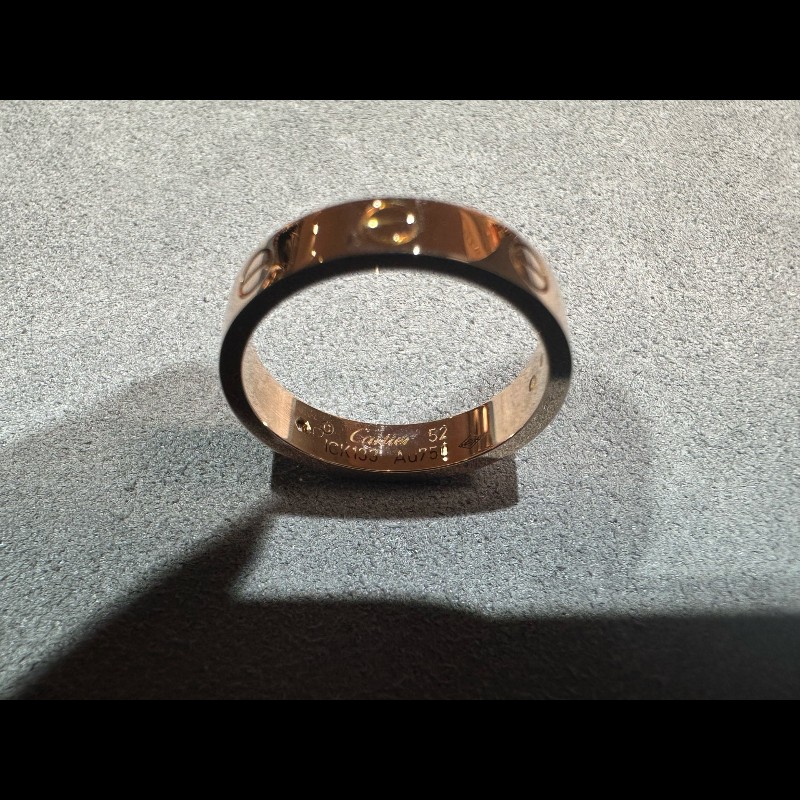 Cartier Love系列玫瑰金窄版單鑽戒指52號-7