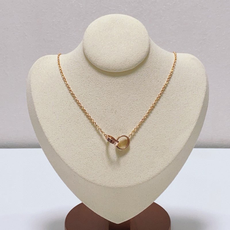 Cariter玫瑰金love系列雙環項鍊 45cm-0