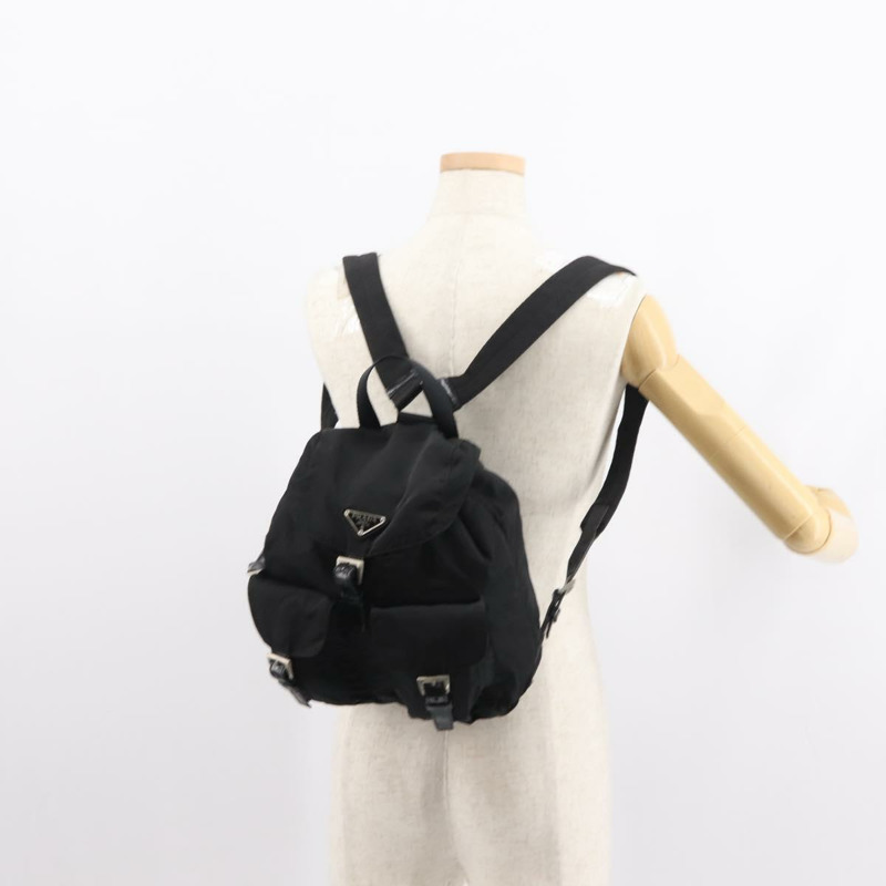 【日本直送】PRADA 雙肩包 尼龍 黑色 銀色 Auth am9466-26