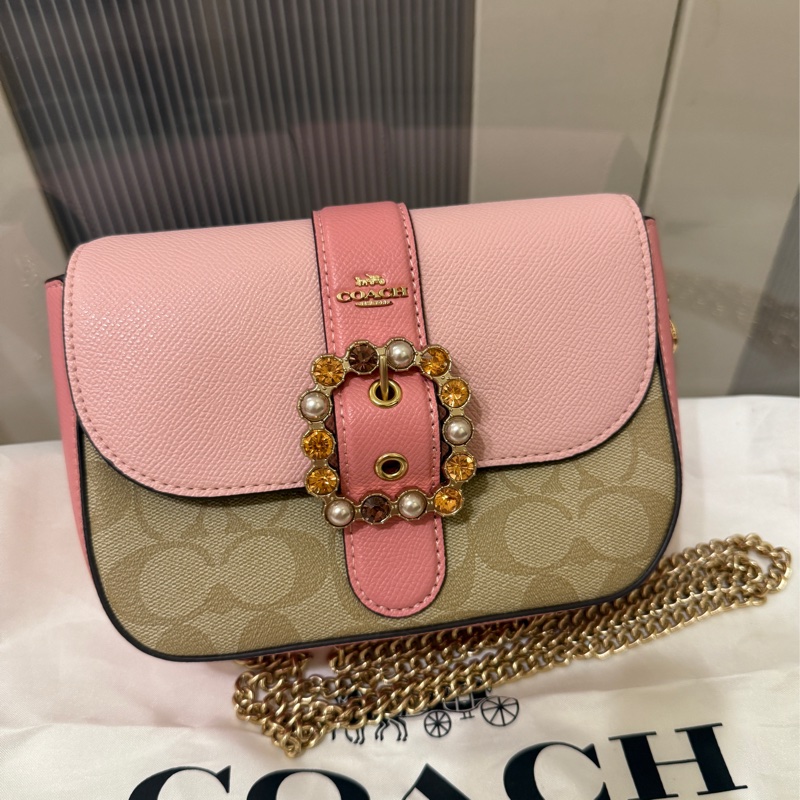 🇺🇸👸coach 公主寶石鍊條單肩斜背包 經典老花COACH-0