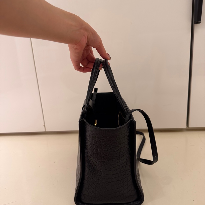 Balenciaga Sharp M 鱷魚紋皮革手提包｜黑色｜幾乎全新｜附防塵袋-1