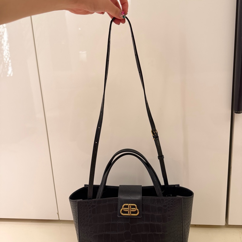 Balenciaga Sharp M 鱷魚紋皮革手提包｜黑色｜幾乎全新｜附防塵袋-2