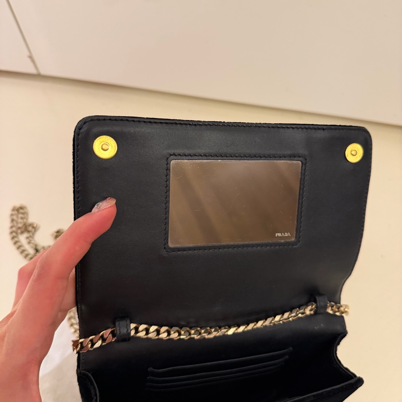 Prada Bow Wallet on Chain 天鵝絨款|英國購入|附防塵袋-3