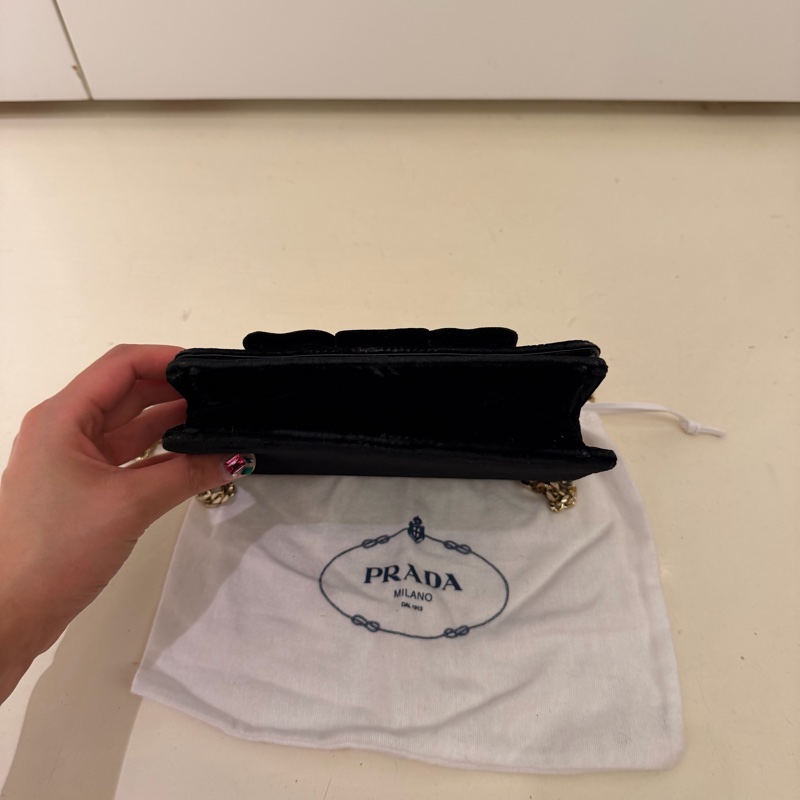 Prada Bow Wallet on Chain 天鵝絨款|英國購入|附防塵袋-7