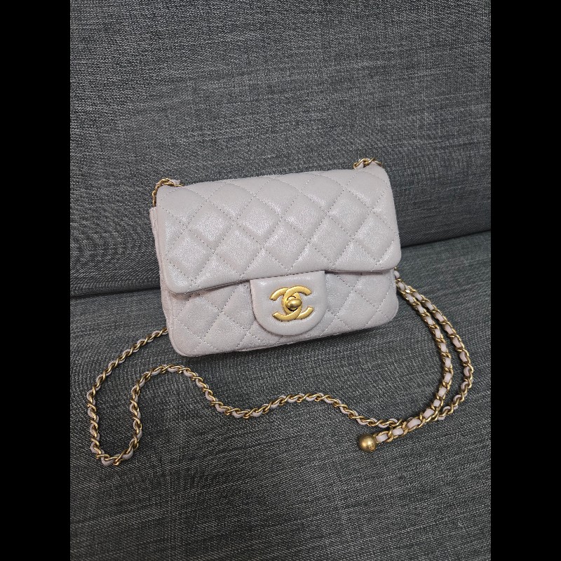 Chanel 香奈兒 金球方胖 灰色調香芋紫色 芯片款-0