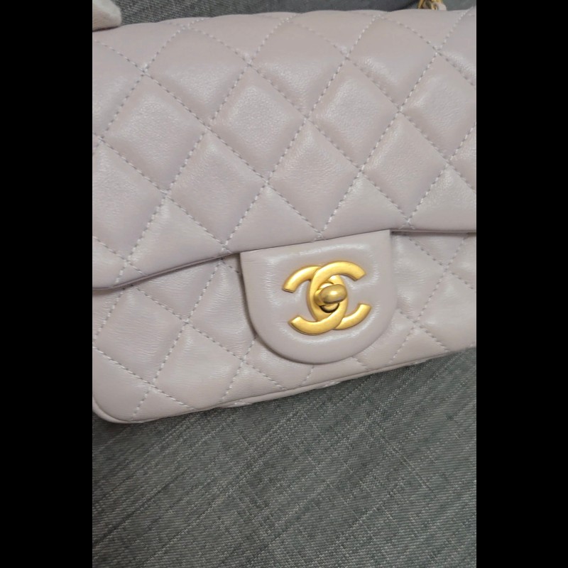 Chanel 香奈兒 金球方胖 灰色調香芋紫色 芯片款-14