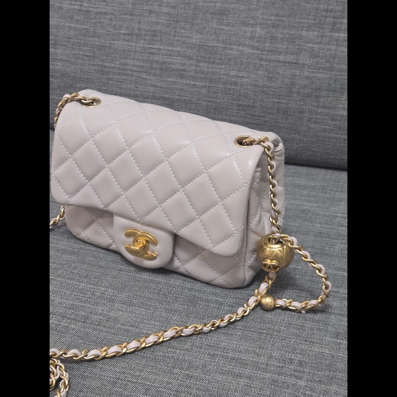 Chanel 香奈兒 金球方胖 灰色調香芋紫色 芯片款-8