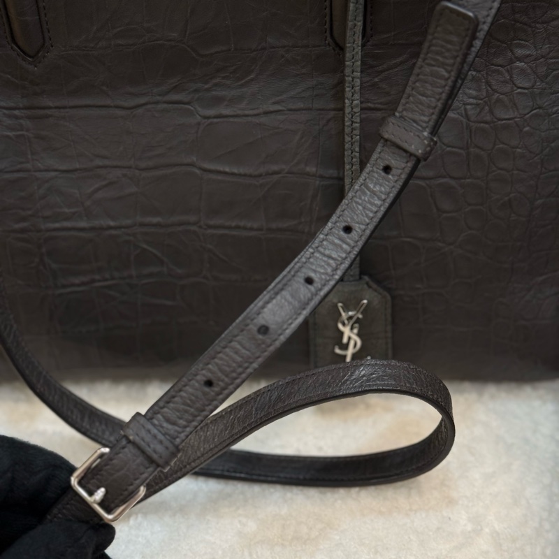 ysl黑色鰐魚壓紋手提斜背包 專櫃十三萬-18